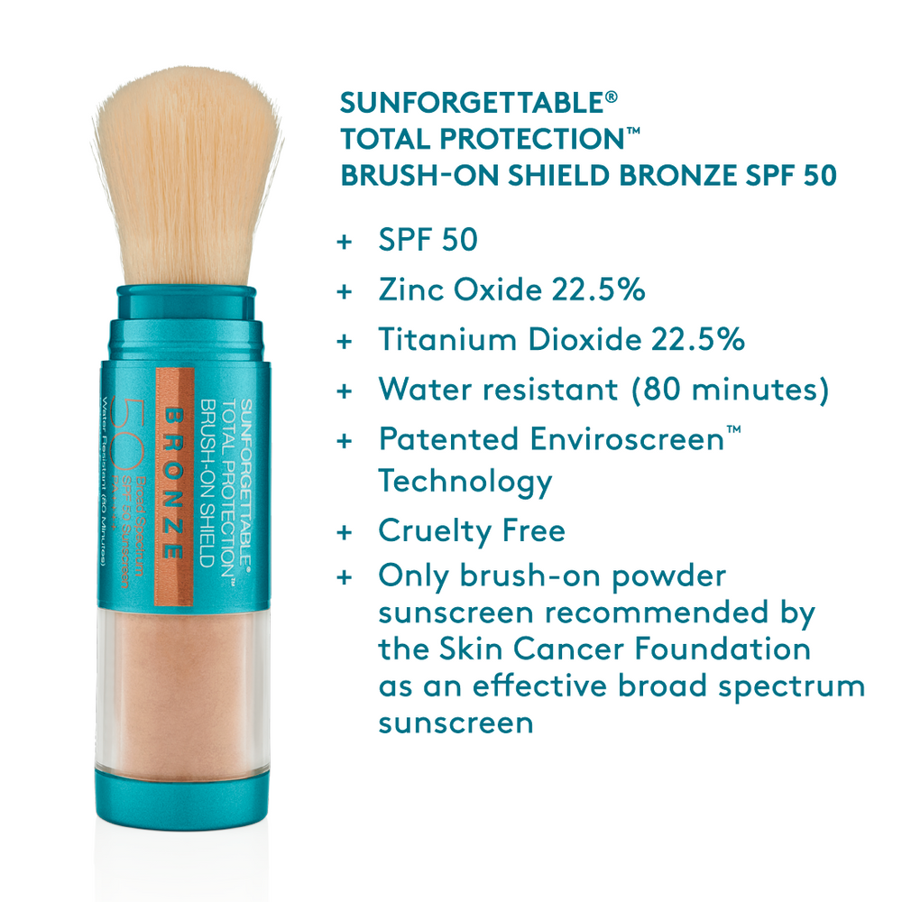 Fact sheet of brush on bronzer spf 50