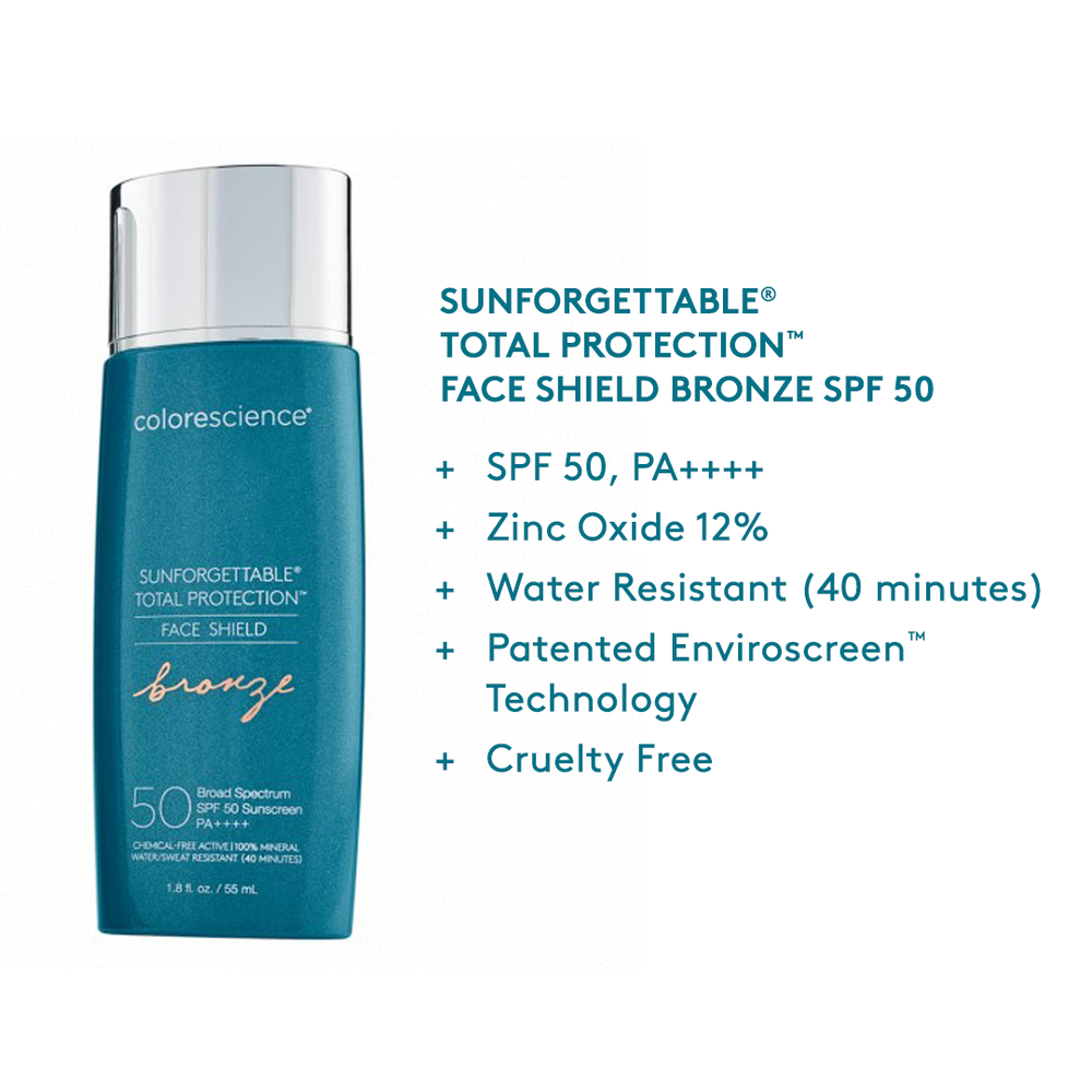 Infograph of face shield bronze spf 50